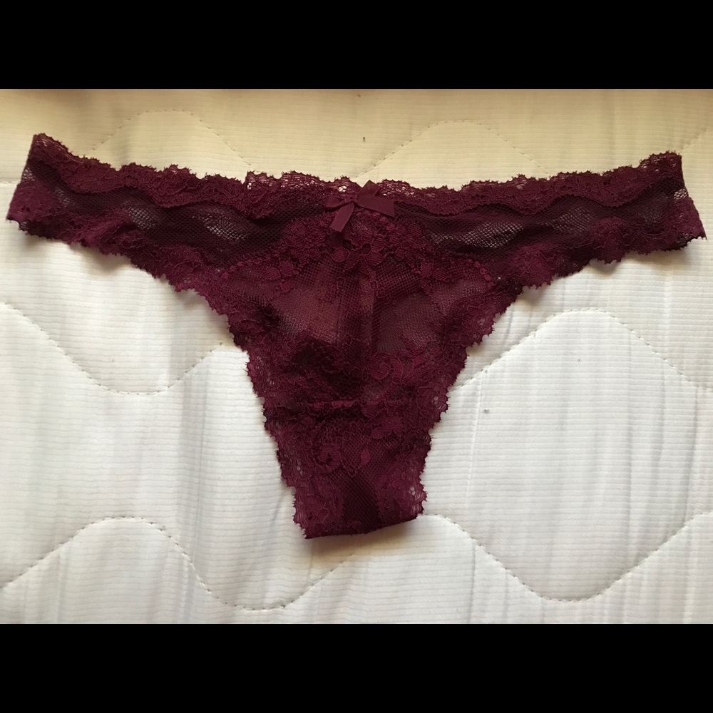 Victoria's Secret Sheer Maroon Thong Panties